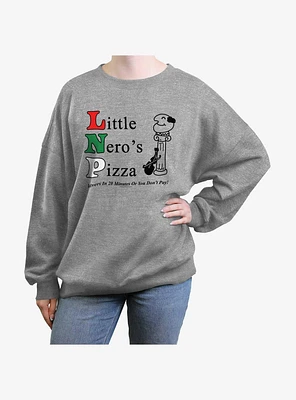 Home Alone Little Nero's Pizza Womens Oversized Sweatshirt