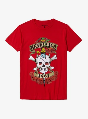 Metallica Tattoo Dagger Skull Boyfriend Fit Girls T-Shirt