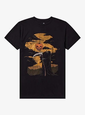 Pumpkin Skeleton Reaper T-Shirt By Goodie Two Sleeves