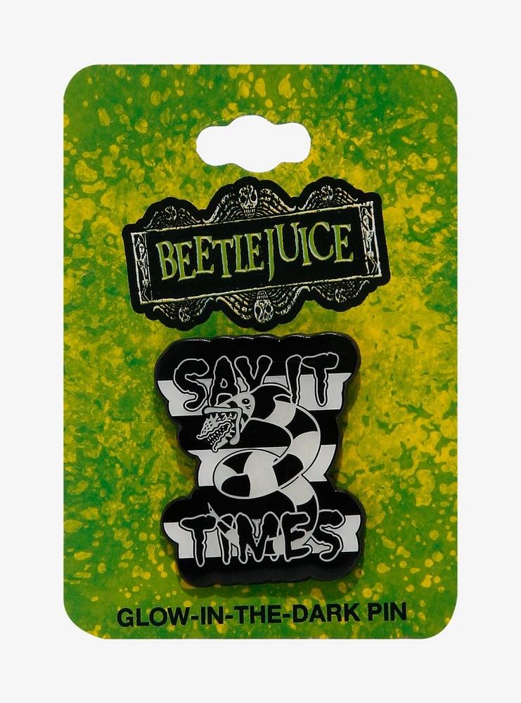 Beetlejuice Sandworm Say It 3 Times Glow-in-the-Dark Enamel Pin — BoxLunch Exclusive