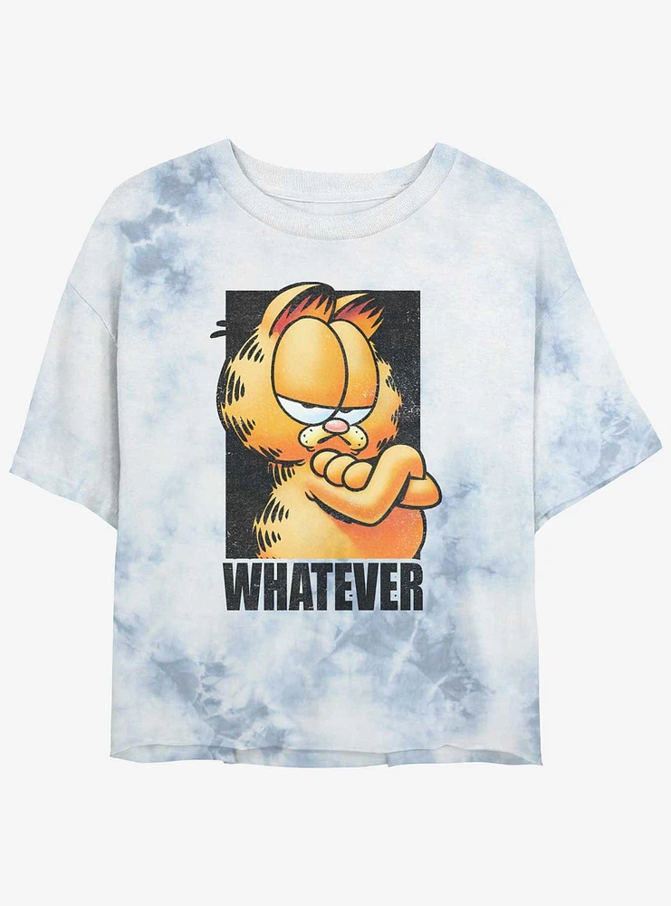 Garfield Whatever Girls Tye-Dye Crop T-Shirt