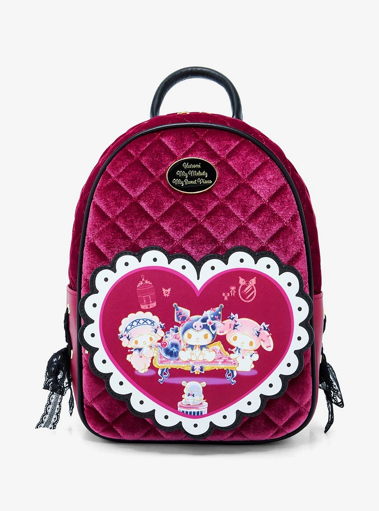 Her Universe My Melody & Kuromi & My Sweet Piano Velvet Mini Backpack