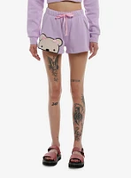 Lavender Teddy Bear Girls Lounge Shorts