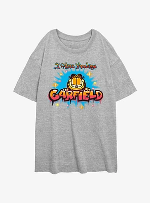 Garfield Airbrush I Hate Monday's Girls Oversized T-Shirt