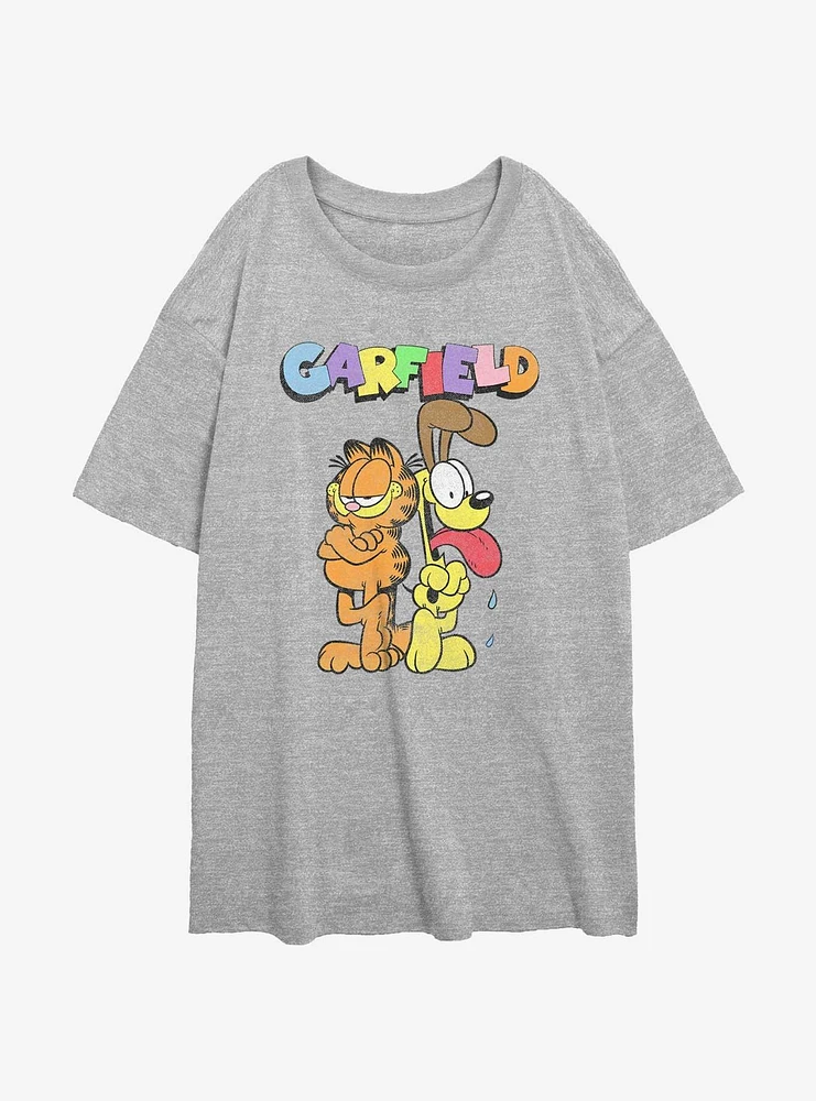 Garfield And Odie Girls Oversized T-Shirt