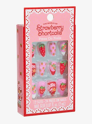 Strawberry Shortcake Patterned Almond Shape Press On Nails