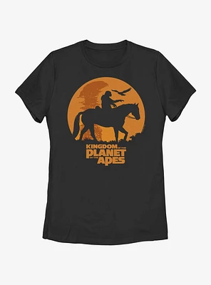 Kingdom of the Planet Apes Caesar And Horse Silhouette Womens T-Shirt