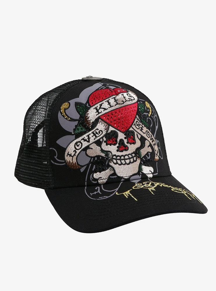 Ed Hardy Love Kills Skull Trucker Hat