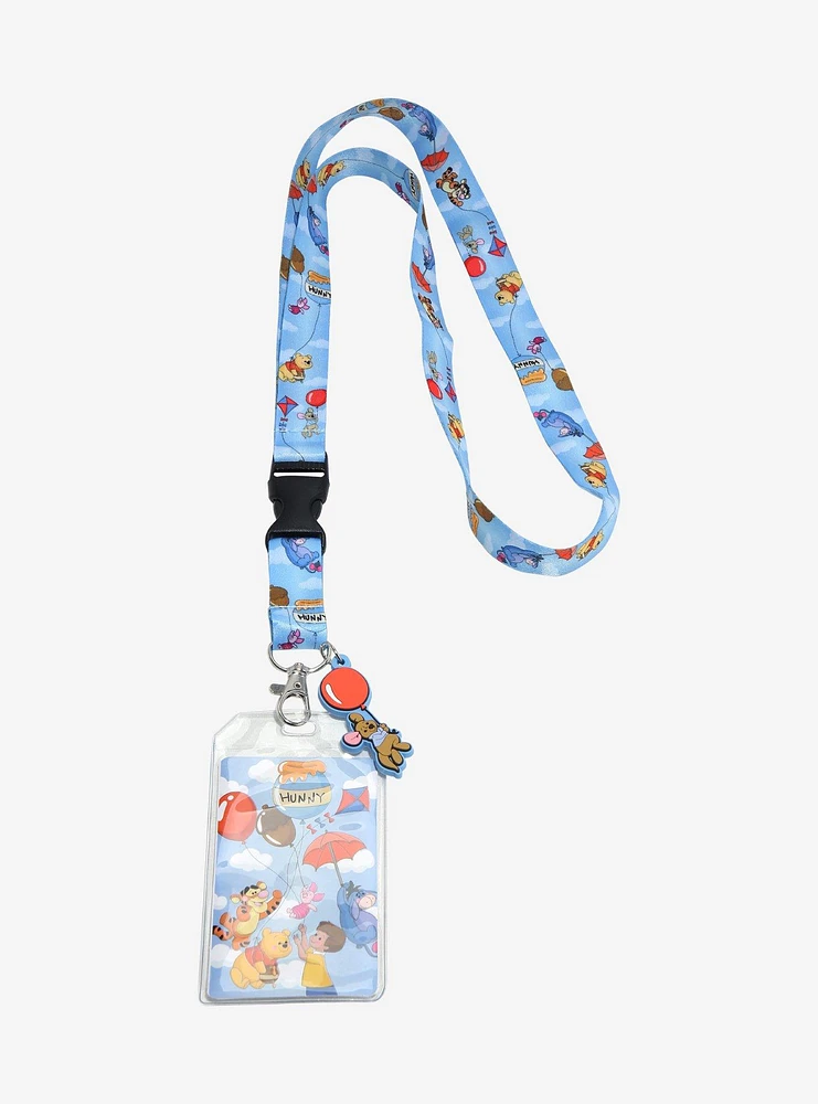 Loungefly Disney Winnie the Pooh Characters & Balloons Allover Print Lanyard