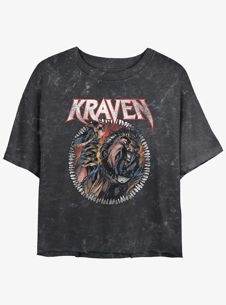 Marvel Kraven the Hunter Captured Prey Girls Mineral Wash Crop T-Shirt