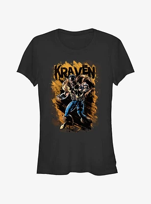 Marvel Kraven The Hunter Splatter Wall Girls T-Shirt