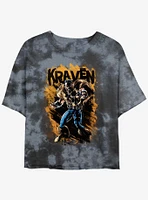 Marvel Kraven The Hunter Splatter Wall Girls Tie-Dye Crop T-Shirt