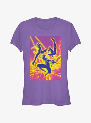 Marvel Spider-Man Miles And Gwen The City Neon Girls T-Shirt