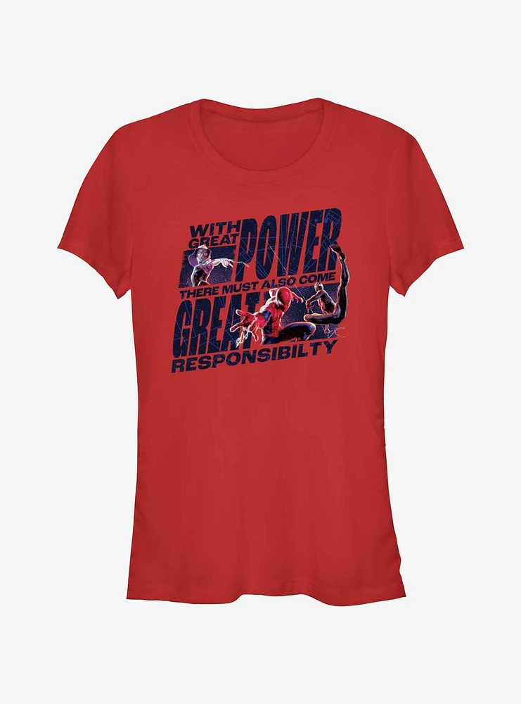 Marvel Spider-Man Great Power Responsibilty Girls T-Shirt