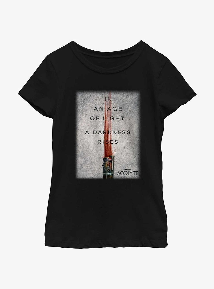 Star Wars The Acolyte Darkness Rises Teaser Poster Youth Girls T-Shirt