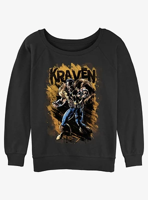 Marvel Kraven The Hunter Splatter Wall Girls Slouchy Sweatshirt