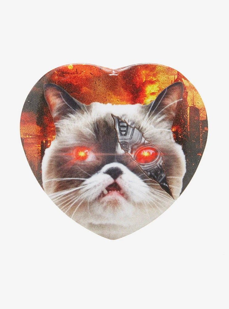 Cat Terminator Heart 3 Inch Button