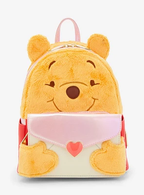 Loungefly Disney Winnie the Pooh Love Letter Faux Fur Figural Mini Backpack