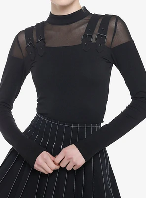 Killstar Mesh Buckle Strap Girls Long-Sleeve Top