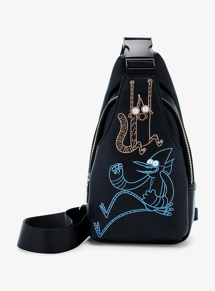 Regular Show Mordecai & Rigby Embroidered Crossbody Sling Bag — BoxLunch Exclusive