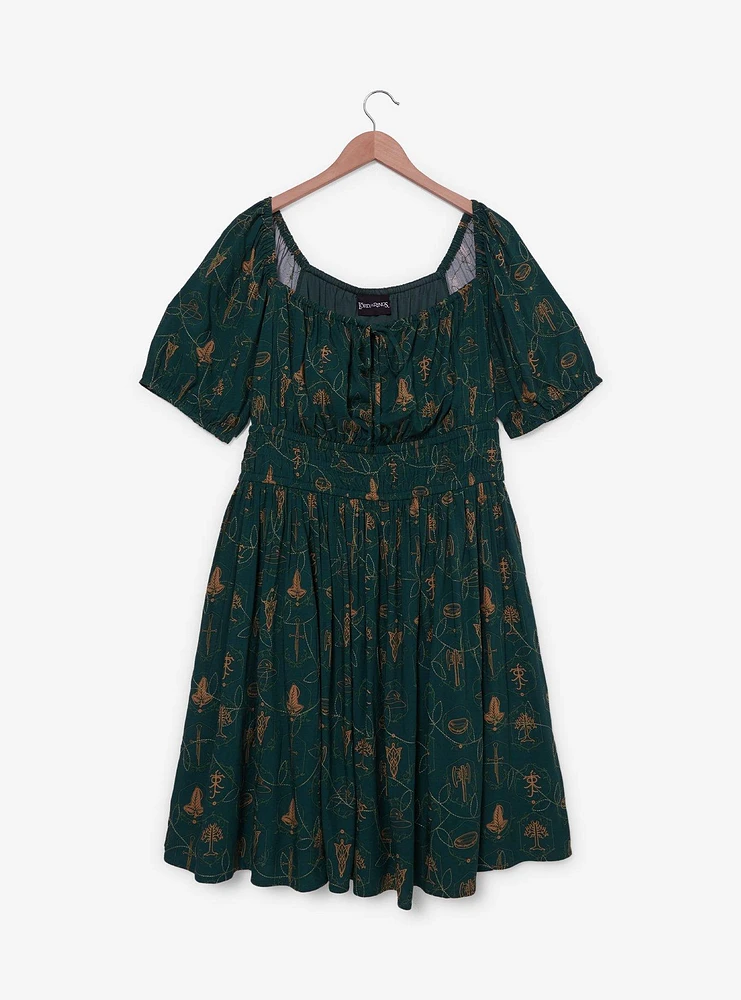 the Lord of Rings Icons Allover Print Plus Smock Dress - BoxLunch Exclusive