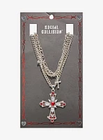 Social Collision Cross Chain Necklace Set