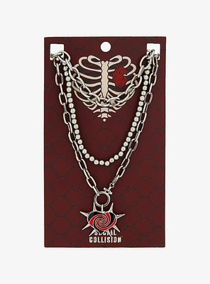 Social Collision Heart Spike Chain Necklace Set