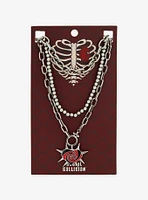 Social Collision Heart Spike Chain Necklace Set