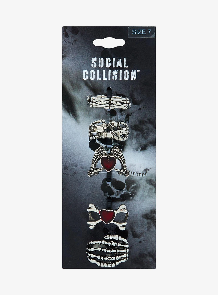 Social Collision Bone Skull Ring Set