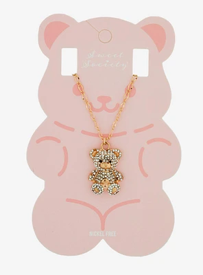 Sweet Society Teddy Bear Bling Necklace