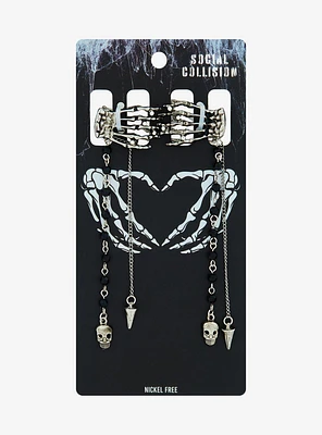 Social Collision Skeleton Hand Chain Mini Claw Hair Clips