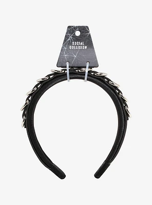 Social Collision Faux Leather Hardware Buckle Headband