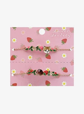 Sweet Society Cat & Mouse Strawberry Best Friend Bracelet Set