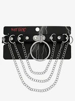 Black Faux Leather O-Ring Chain Choker