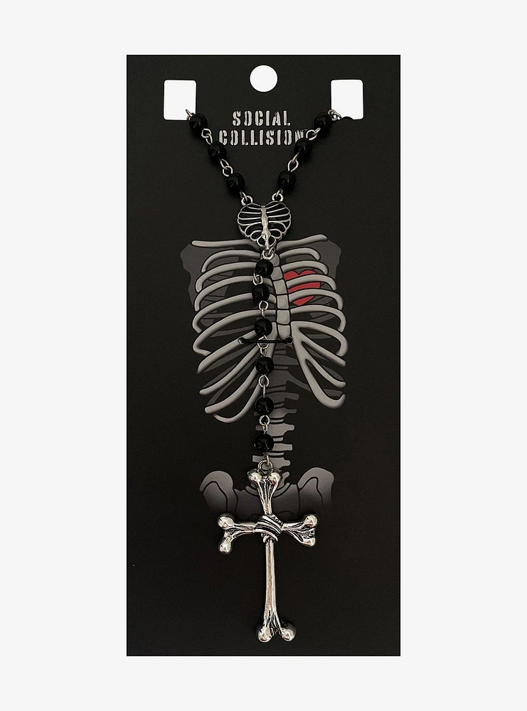 Social Collision Skeleton Bone Rosary Necklace