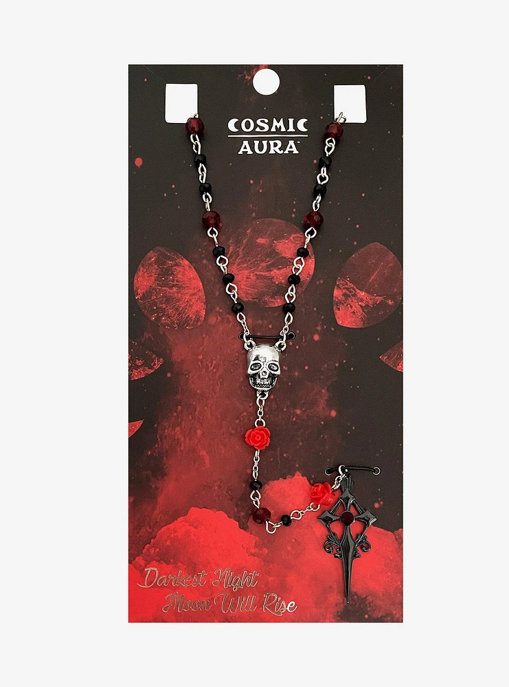 Cosmic Aura Ornate Cross Rosary Necklace