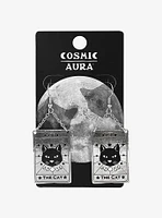 Cosmic Aura Cat Tarot Card Drop Earrings