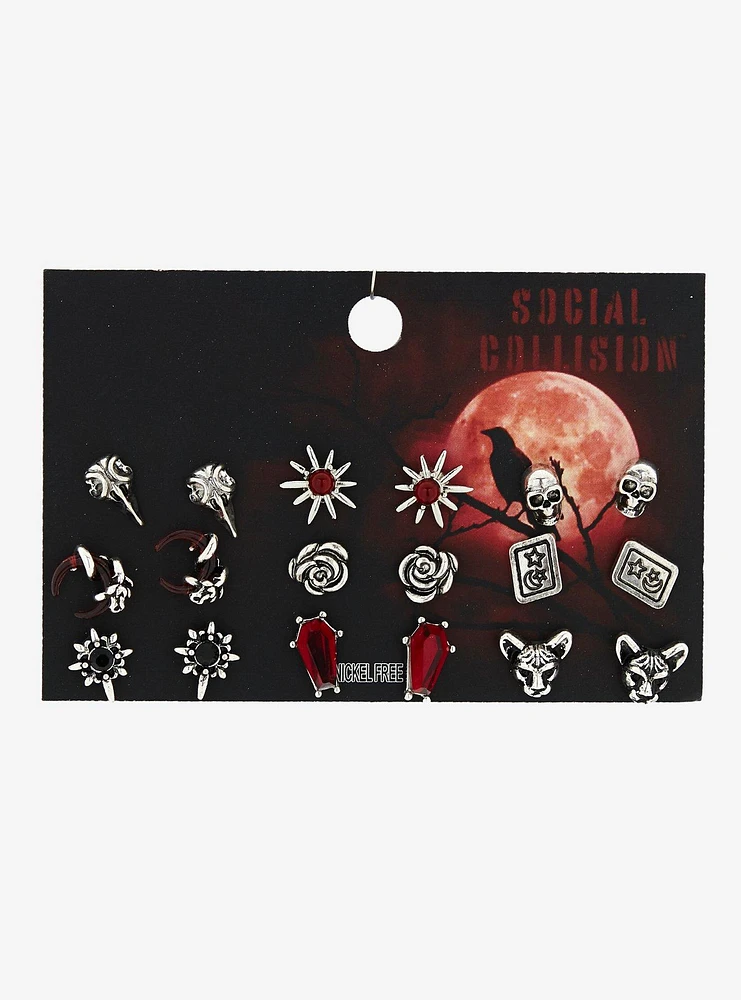 Social Collision Coffin Rose Stud Earring Set