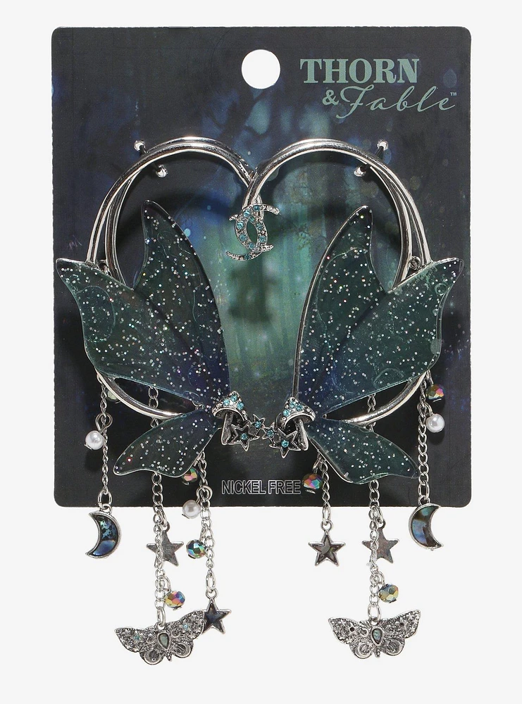 Thorn & Fable Glitter Butterfly Wing Ear Cuff Set