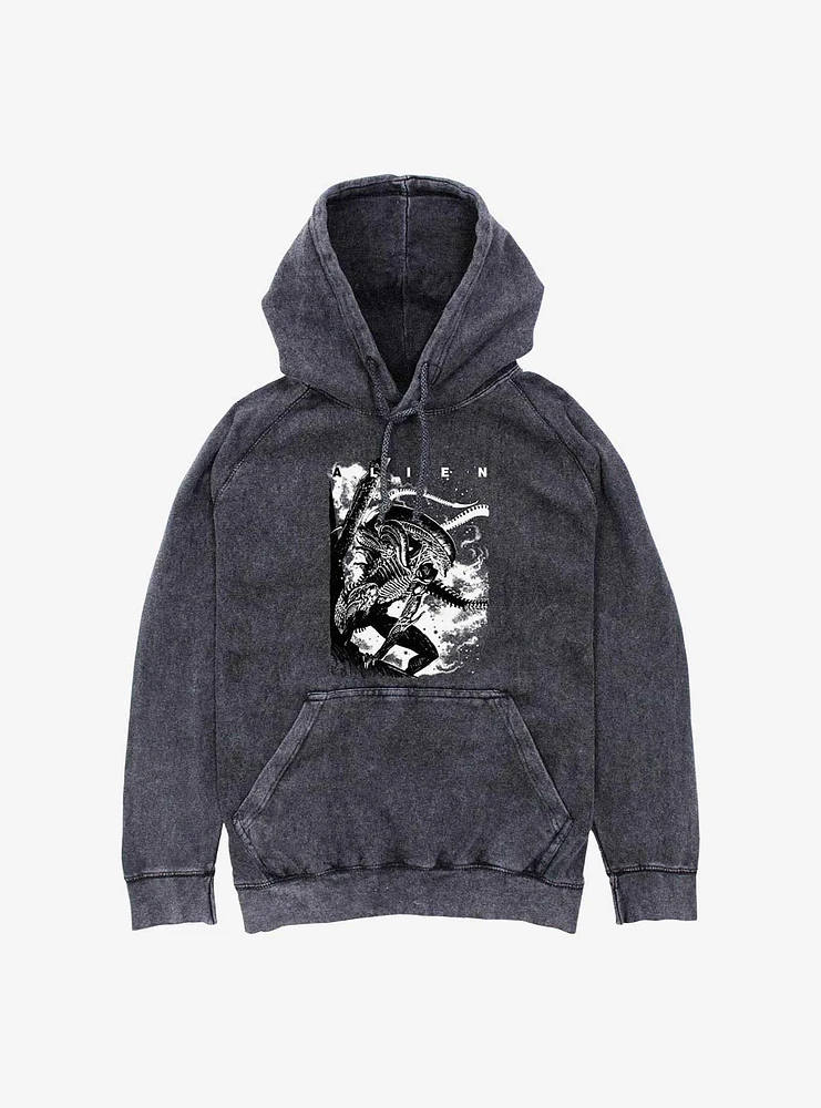 Alien Xenomorph Poster Mineral Wash Hoodie