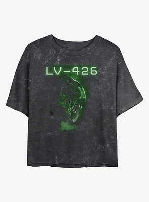 Alien 426 Xenomorph Scan Womens Mineral Wash Crop T-Shirt