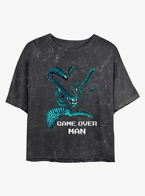 Alien Game Over Man Womens Mineral Wash Crop T-Shirt