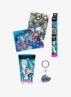 Hatsune Miku Glass Cup Boxed Poster and Keychain Bundle