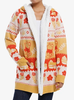 Disney Winnie The Pooh Hunny Fair Isle Sherpa Girls Cardigan