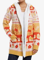 Disney Winnie The Pooh Hunny Fair Isle Sherpa Girls Cardigan