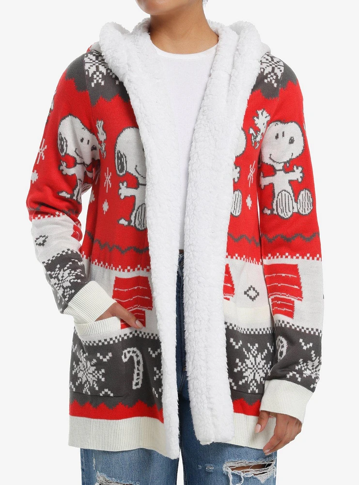 Peanuts Snoopy Fair Isle Sherpa Girls Cardigan