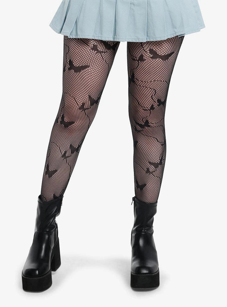 Black Fishnet Butterfly Tights