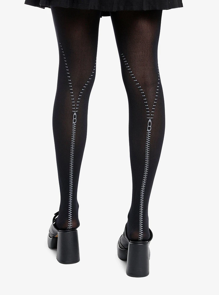 Black & Grey Zipper Tights