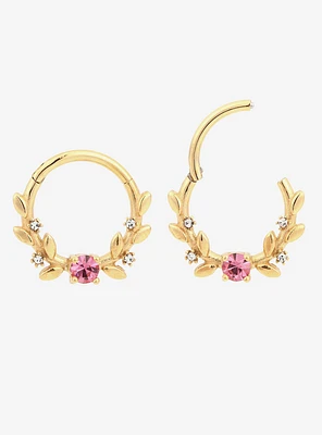 Steel Gold Pink Gem & Vines Hinged Clicker