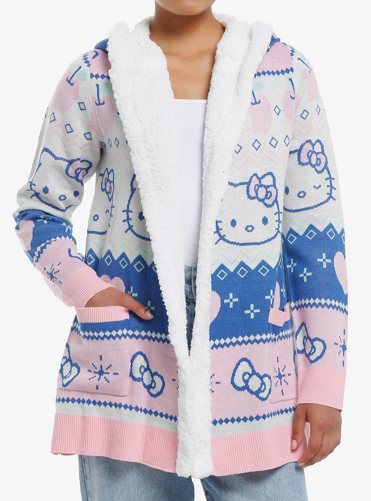 Hello Kitty Pastel Fair Isle Sherpa Girls Cardigan